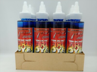 12 Pautzke High Octane Fire Dye Fish Bait BLUE 4 Ounce Bottles, Fishing Bait Dye