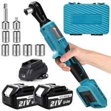 38 Right Angle Electric Cordless Ratchet Wrench Impact Power Tool 25a Battery