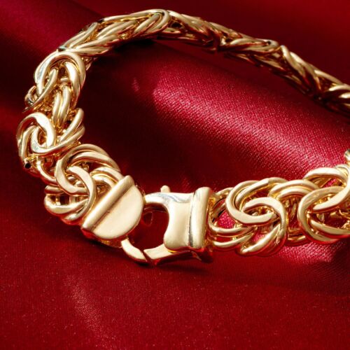 14kt Yellow Gold Byzantine Bracelet 9.5mm 6.5in Highly Polished Chain Bracelet - Picture 4 of 5