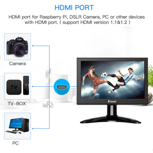 Eyoyo 7 Zoll HDMI LCD 1280x800 16:10 IPS Bildschirm mit HDMI/VGA /AV/BNC System - Bild 1 von 9