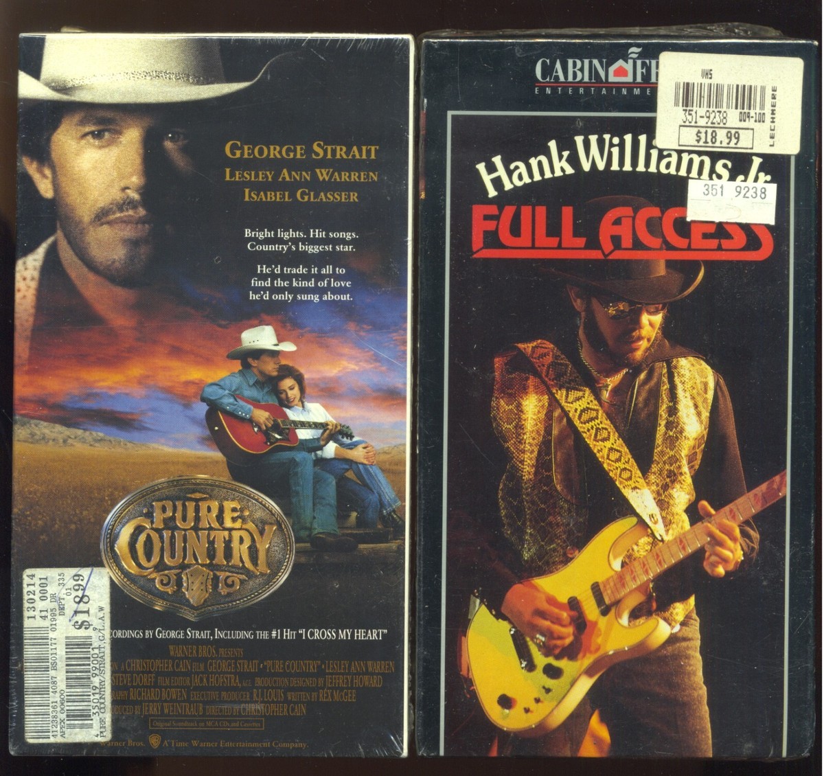 2 NEW SEALED VHS - HANK WILLIAMS JR FULL ACCESS & PURE