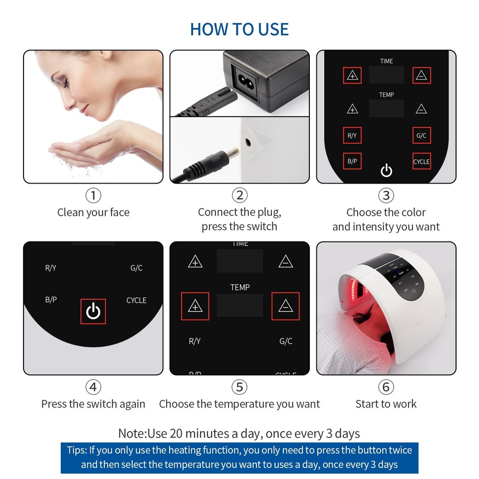 7 Colors LED Light Photon Therapy Facial Skin Rejuvenation Face Beauty