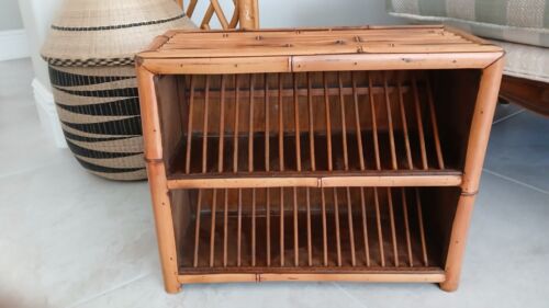 Rattan CD Compact Disk Holder Storage 2 Shelves