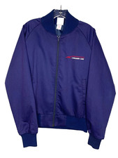 Vintage J. Williams Cars Blue Zip Up Bomber Jacket Size Medium
