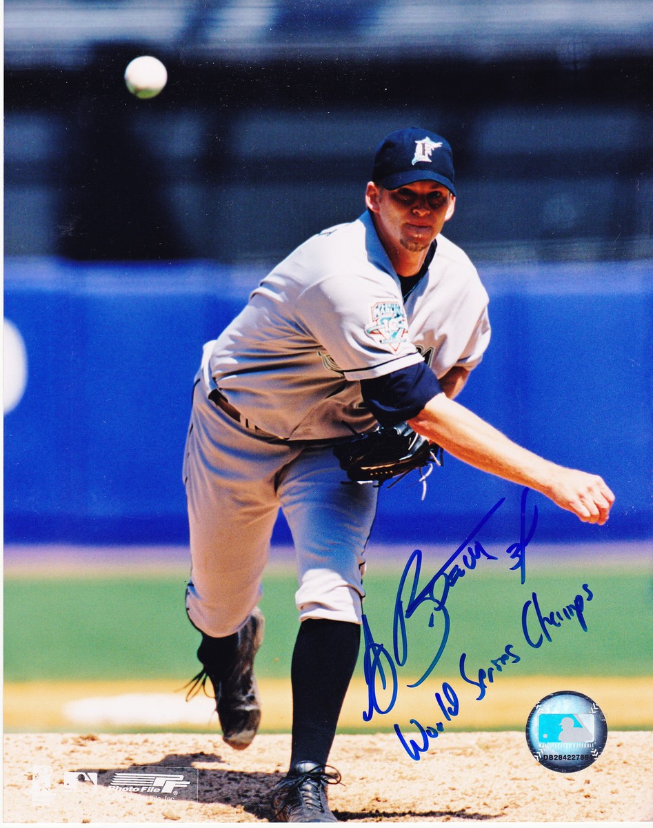 A.J. BURNETT FLORIDA MARLINS WORLD SERIES CHAMPS ACTION SIGNED