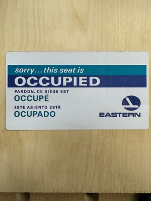 1978 EASTERN AIRLINES SEAT OCCUPIED PLASTIC CARD GREAT CONDITION
