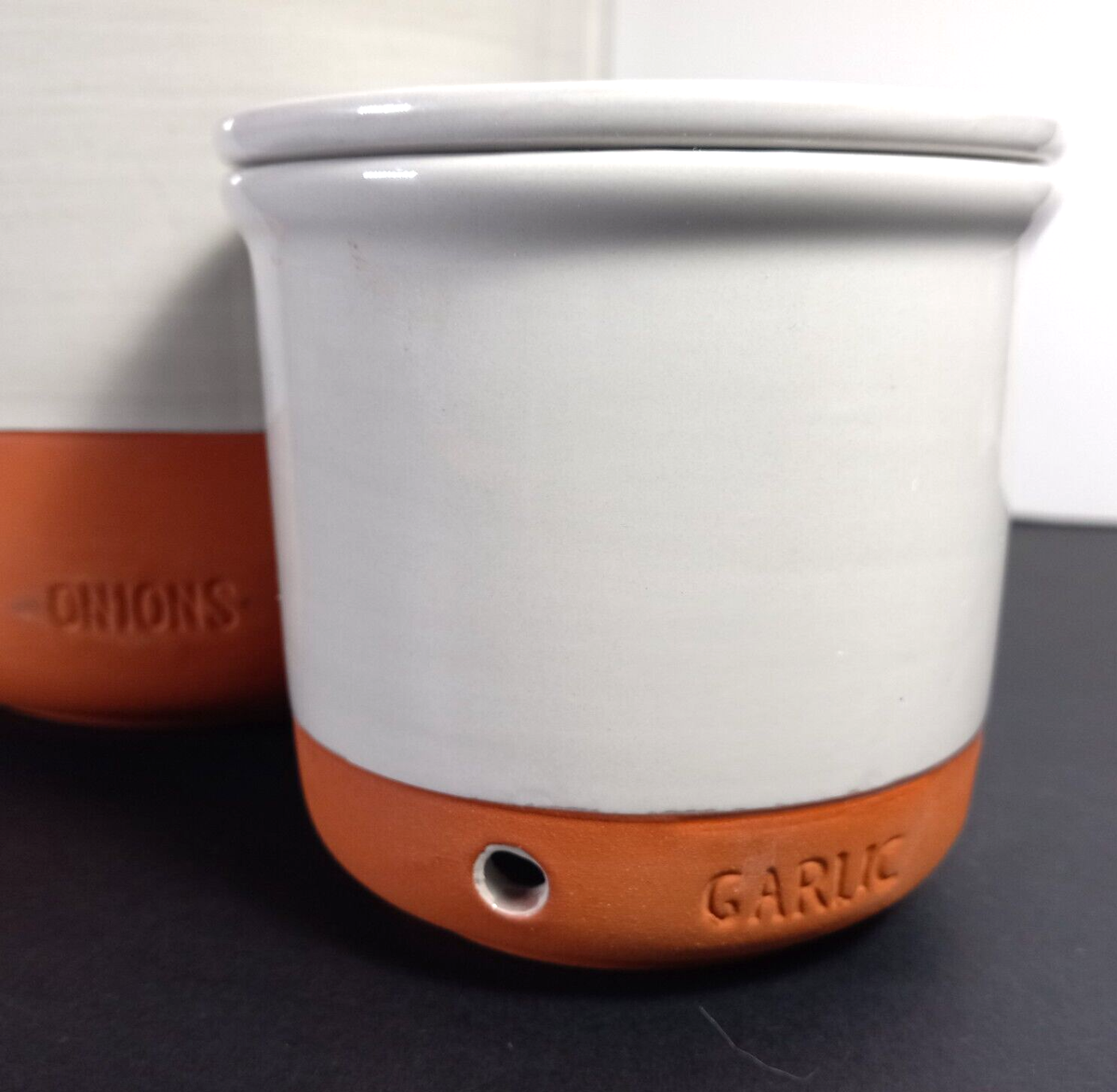 Jamie Oliver Ceramic Glazed Set of Onion & Garlic Jars Grey