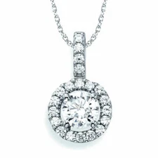 Sterling Silver AAAA Cubic Zirconia Round Halo Necklace