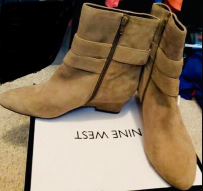 Nine West Ankle Boots Beige Suede Sz 9.5M