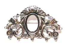 4 of 18x13mm Antique Silver Victorian Gorgeous Brooch Pin Deco Settings 57x35mm