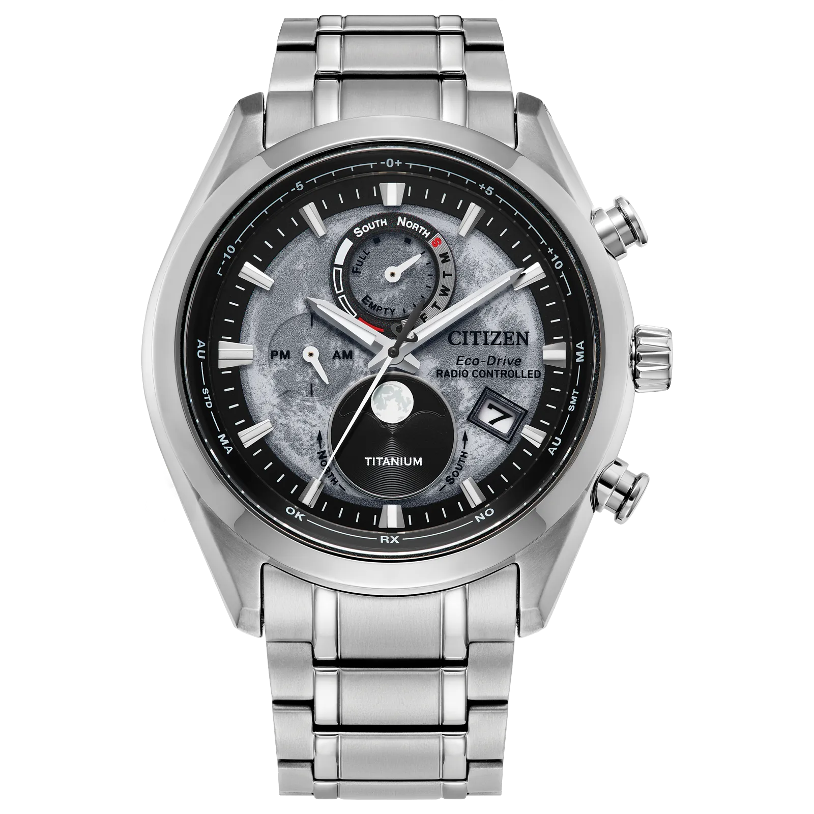 Citizen Tsuki-yomi A-T Titanium Band Watch for Man Silver BY1010-57H
