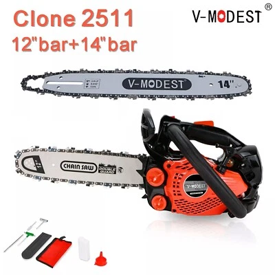 V-MODEST 12"&14" Bar Compact Top Handle Gas Chainsaw 25CC 2-Stroke Climbing Saw