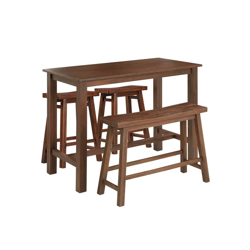 Sonoma Wood 4piece Pub Set With Table Storm Grey WireBrush N/A