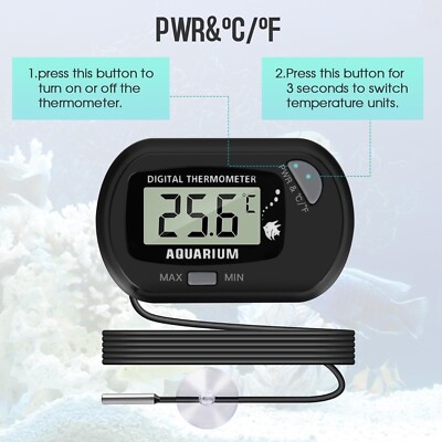 Trusted by Fish Lovers - Digitales LCD Aquarium Thermometer mit 1M externer Sonde