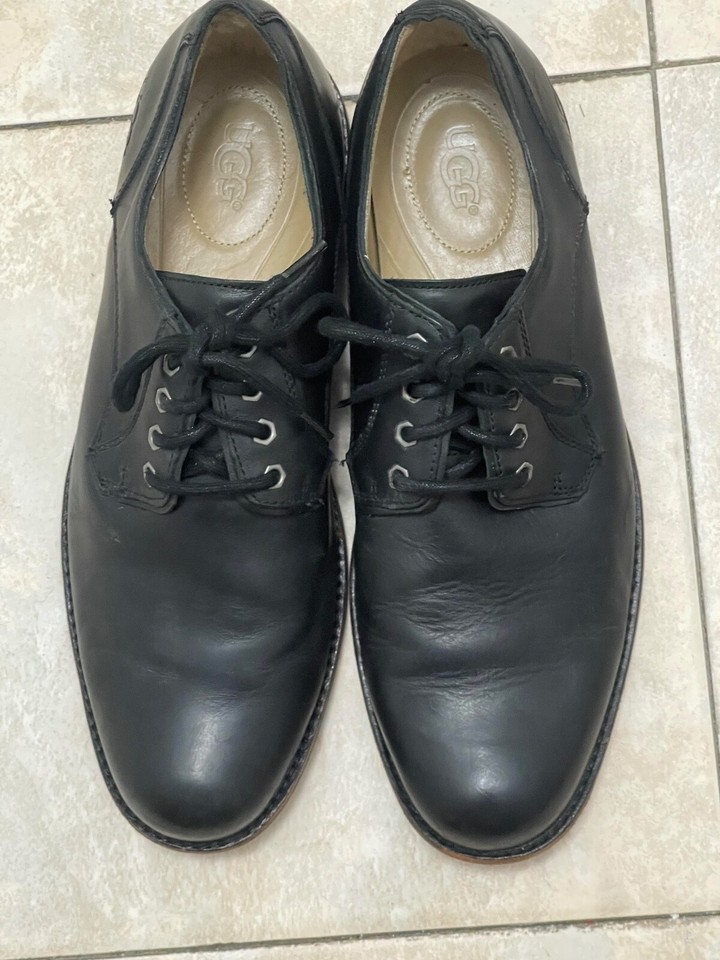 Men's UGG Black Casual Dress Shoes leather/ sheepskin Size 11 eBay