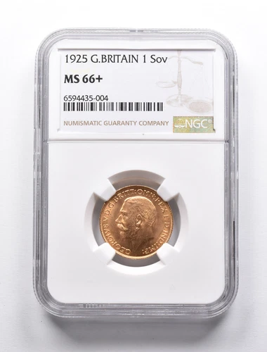 MS66+ 1925 Great Britain 1 Sovereign Gold Coin NGC *9497