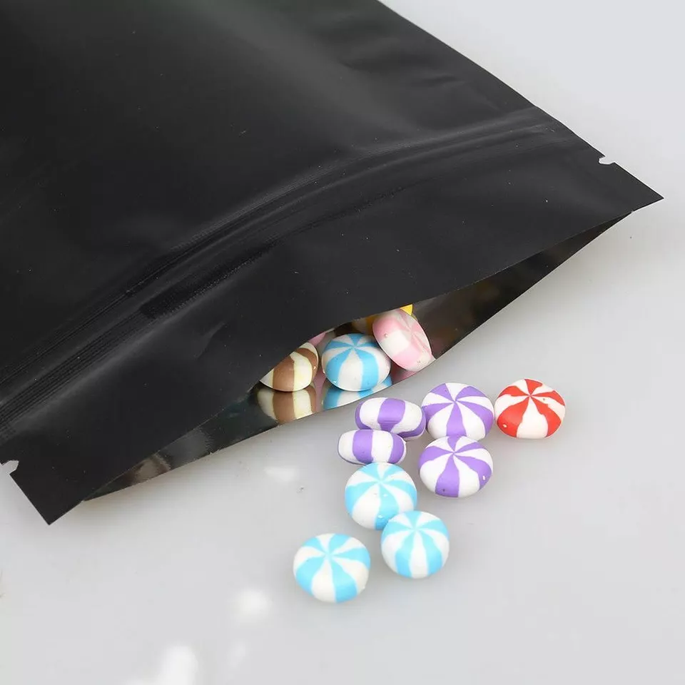 Flat Black Metallic Mylar Zipper Resealable Bags in Variety Quantities & Sizes - Image 2 of 4
