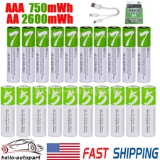 Lot 750/2600mWh AAA AA Battery W/ Type-C USB Rechargeable Lithium ion Batteries