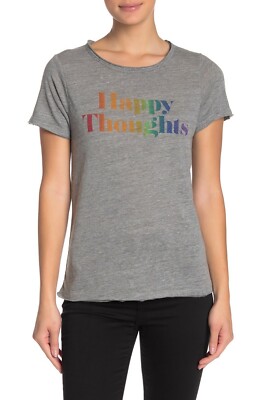 Chaser Happy Thoughts Women's Tee T Shirt Top Small Tri Blend Grey NEW NWT Soft