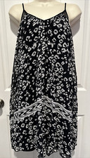 Express Dress Women’s S Small Short Mini Spaghetti Straps Black & White Abstract