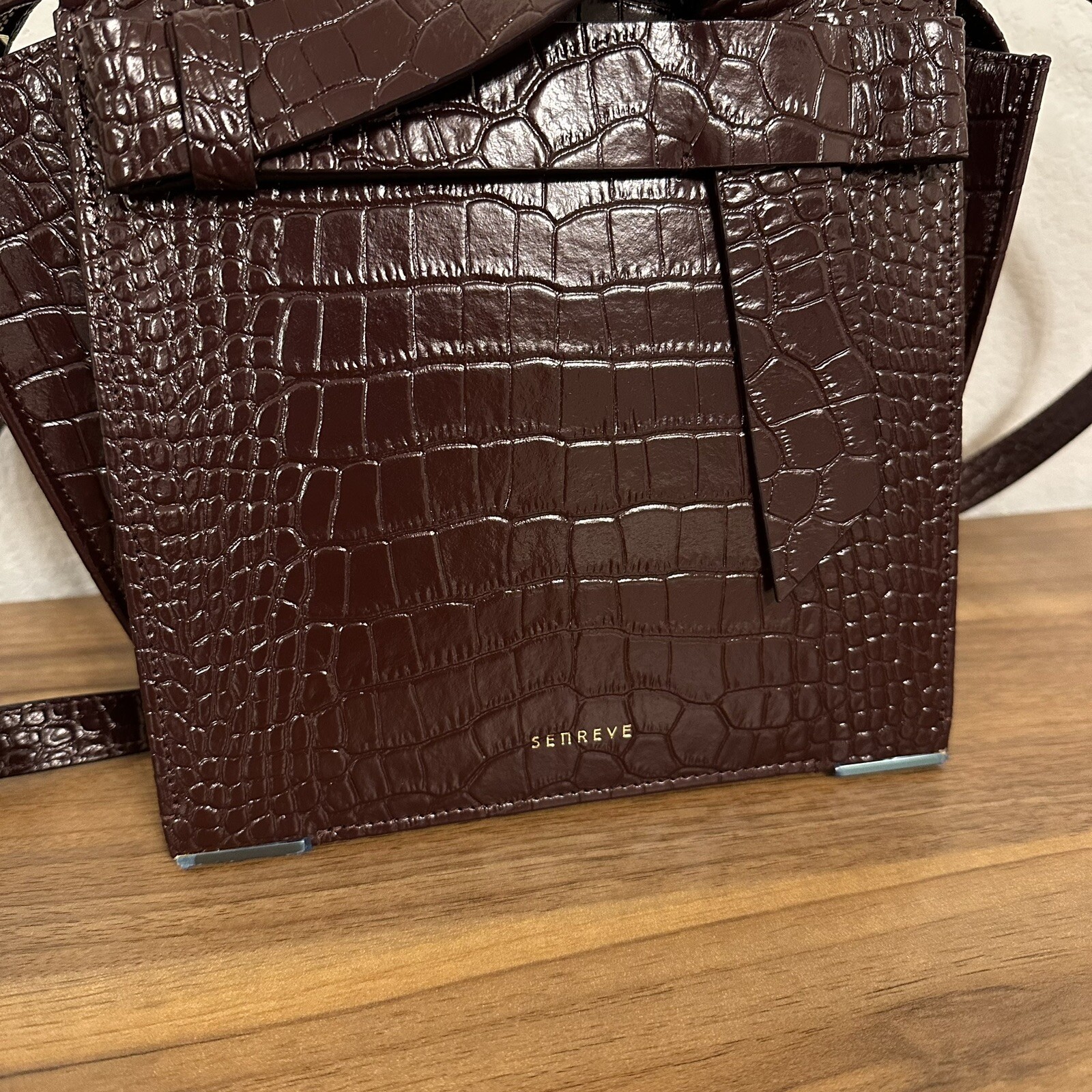 Senreve Armonica Convertible Crossbody Backpack Red Merlot Croc Vegan NWOT image 3