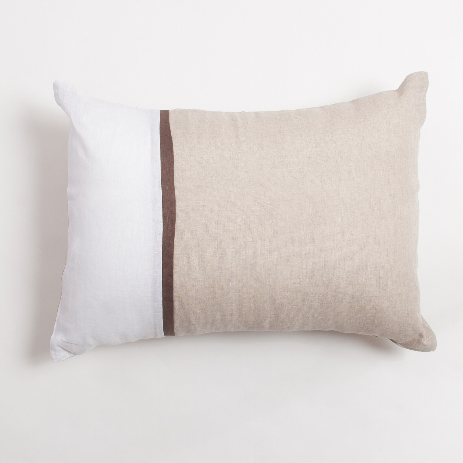 Banton Linen White Beige 14" x 20" Removable Cover Bolster Pillow by