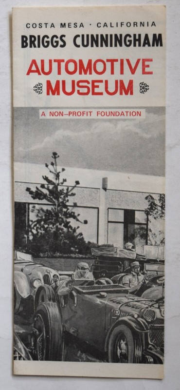BRIGGS CUNNINGHAM AUTOMOTIVE MUSEUM  BROCHURE , Costa Mesa, CA