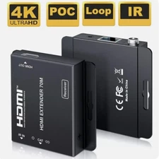 4K HDMI Extender 70M with IR & HDMI Loop over Cat5e Cat6 Ethernet Cable
