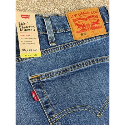 NEW Levis 559 Mens Relaxed Straight Stretch Jeans 50x28 Big and