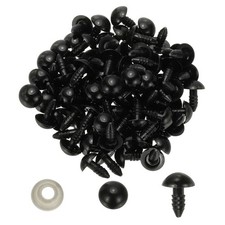 12mm Safety Eyes, 100 Set Plastic Craft Eyes with Washers, Black