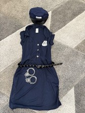 police woman costume size M blue with hat, belt and handcuffs