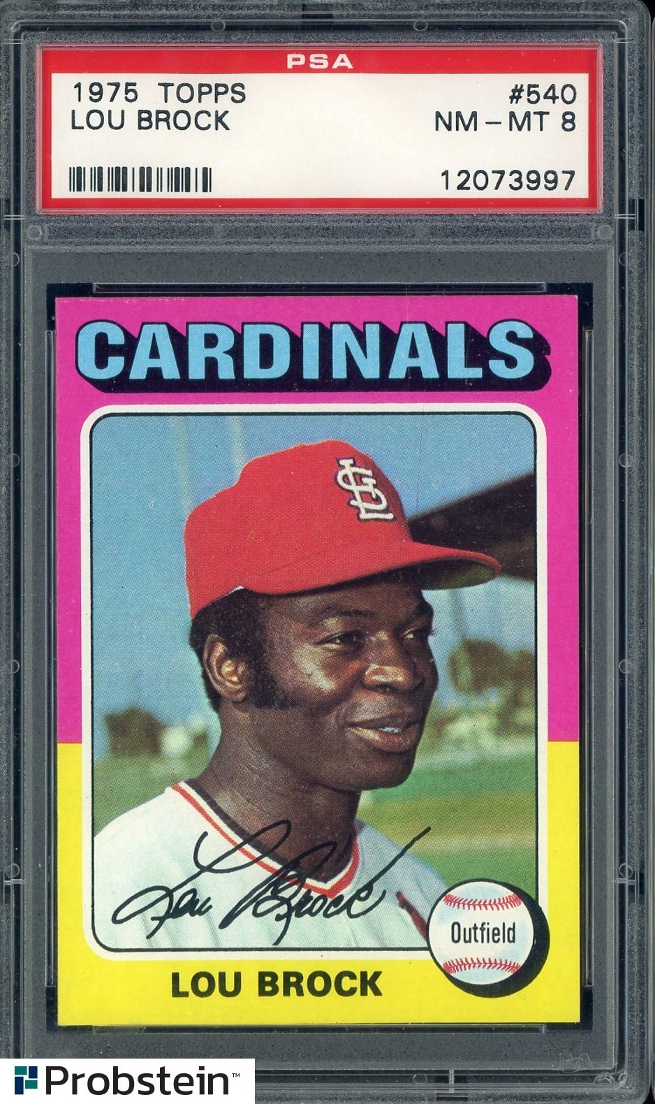 1975 Topps #540 Lou Brock St Louis Cardinals HOF PSA 8 NM-MT