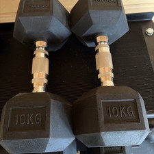 PRIMAL STRENGTH 10kg Rubber Hex Dumbbells Pair