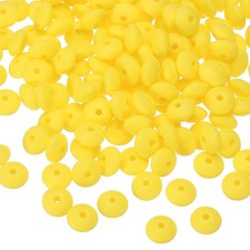 180 Pcs Bulk Silicone Lentil Beads, 12mm Abacus Beads, Yellow