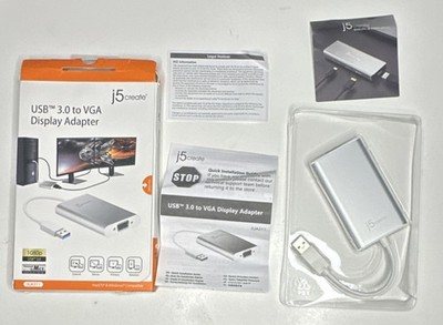 j5create JUA311 USB 3.0 to VGA/SVGA D-Sub Female Adapter, Silver, Portable