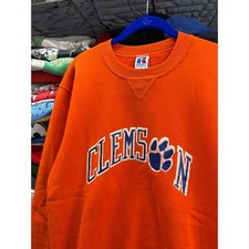 Vintage Russell Athletic Clemson Tigers Sweatshirt Orange Made in USA Mens M