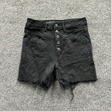 American Eagle Denim Shorts Womens Size 4 High Waisted Button Fly Frayed Hem
