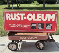 Vintage Rust-Oleum Paint Store SIGN & WAGON Display Set Rustoleum Double Sided