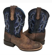 Ariat Kids Tombstone Earth Brown with Black Square Toe Cowboy Boots Size 2