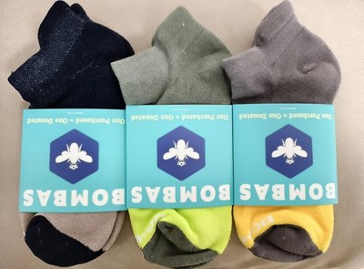 BOMBAS 3 pairs Men's All-Purpose Performance Ankle Socks Size L 3 Colors Mix