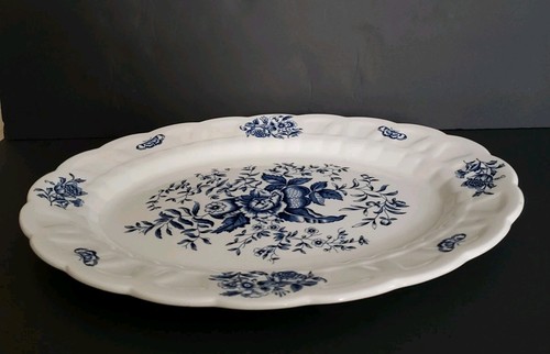 Vtg Booths 18" Peony Blue & White Oval Platter England A8021 Transferware - Picture 17 of 18