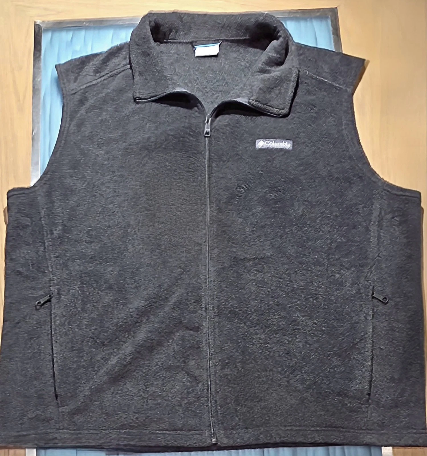 Columbia Vest Mens 2XL Full Zip Charcoal Outdoors Lightweight Fleece Pockets