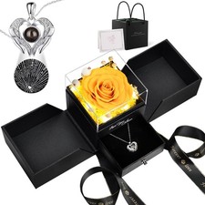 Gifts for Women Preserved Real Roses with I Love You Necklace Fresh Forever Floo