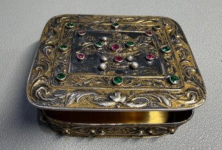 Antique silver austro hungarian silver box with faceted jewells
