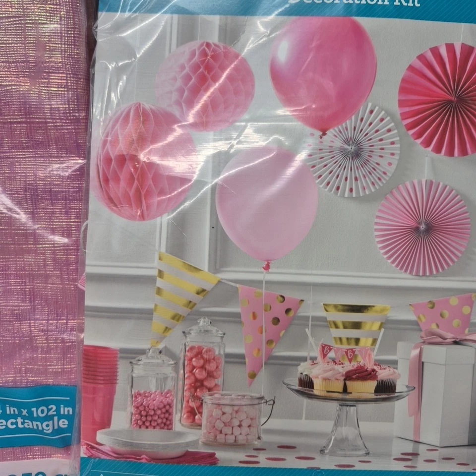 Pink and Gold Party Decorations Kit 36Pcs Way to Celebrate Birthday Baby Shower - Image 4 of 4