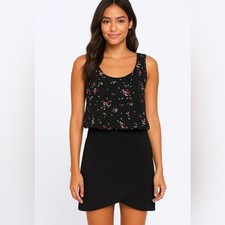 Sezane Women's Black Floral Sleeveless Mini Dress Size 36