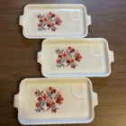 Lot Of 3 Vintage Pink Fire King Fleurette Milk Glass Snack Tray Plate Floral