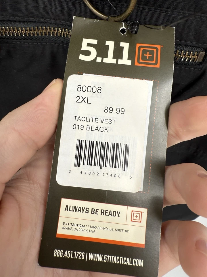 NEW 5.11 Tactical Series Taclite Vest Jacket Mens Size 2XL Black Utility - Image 4 of 4