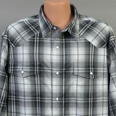 Men's 2XLarge REDHEAD RANCH Western Cowboy Rodeo Pearl Snap LS Shirt ~ Gray 2XL
