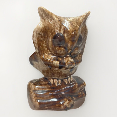 Vintage Brown Ceramic Owl Figurine Planter MCM Keystone Ceramics USA 7 inch